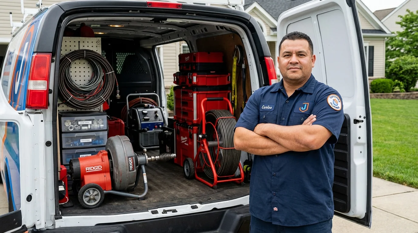 Professional drain cleaning equipment and Johns Plumbing LLC plumber in Kaufman