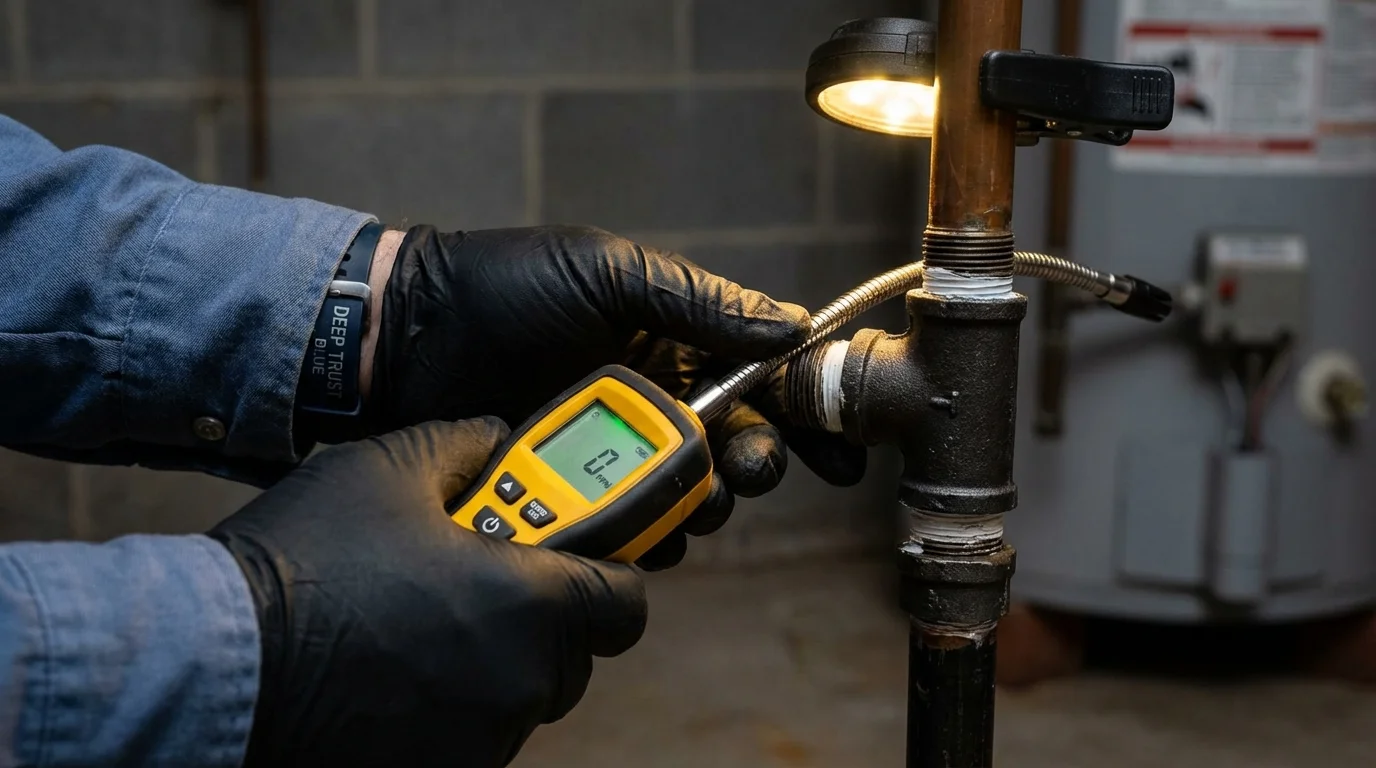 Gas leak detection with electronic sniffer by Johns Plumbing LLC in Kaufman
