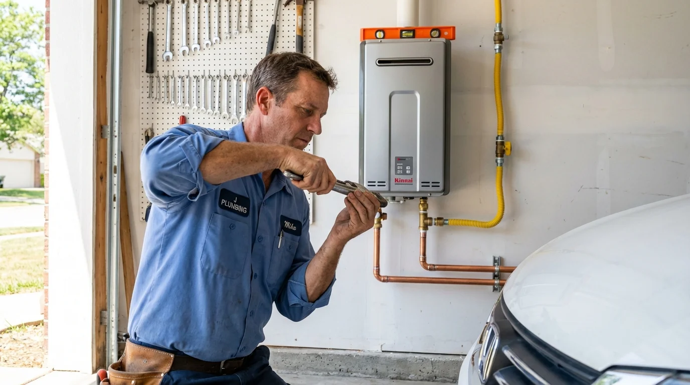 Tankless water heater installation by a Johns Plumbing LLC plumber in Kaufman